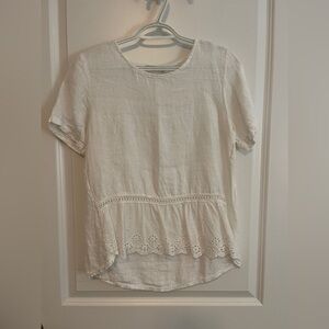 Linen Summer Short Sleeve Blouse - Size S